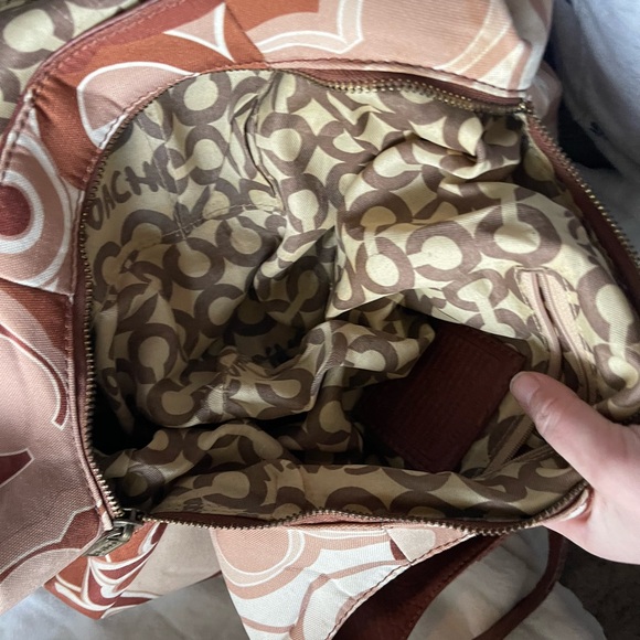 Vintage Coach brown Maggie 16505 Leather Madison OP Art Large Handbag FLAWED - Picture 11 of 15